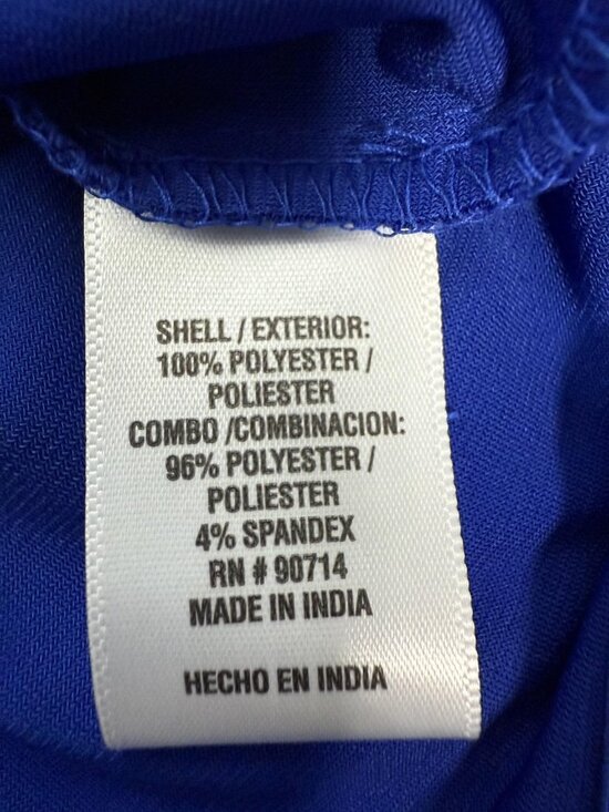 MSK Chiffon Sheath Rhinestone Trim Dress Womens M Royal Blue Asymmetric Cape - Picture 9 of 12